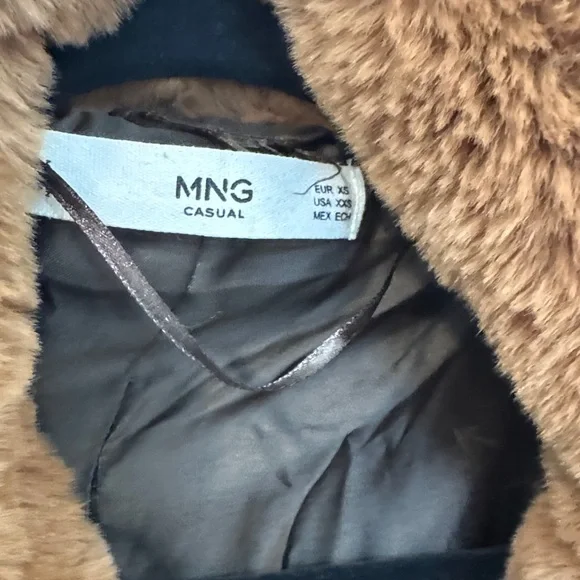 MANGO Luxurious Brown Faux Fur Coat S